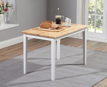 View Chiltern 114cm white and oak painted dining table View Chiltern 114cm white and oak painted dining table