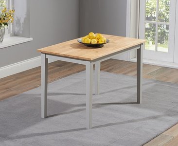 View Chiltern 114cm grey and oak painted dining table View Chiltern 114cm grey and oak painted dining table