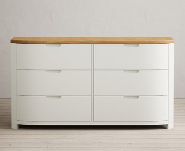 View Bradwell oak and signal white painted wide chest of drawers View Bradwell oak and signal white painted wide chest of drawers