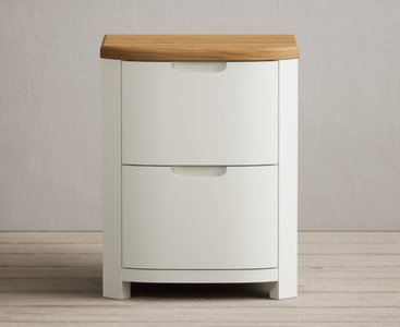 View Bradwell oak and signal white painted 2 drawer bedside chest View Bradwell oak and signal white painted 2 drawer bedside chest