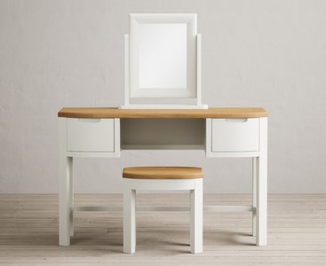 View Bradwell oak and signal white painted dressing table set View Bradwell oak and signal white painted dressing table set