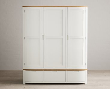 View Bradwell oak and signal white painted triple wardrobe View Bradwell oak and signal white painted triple wardrobe