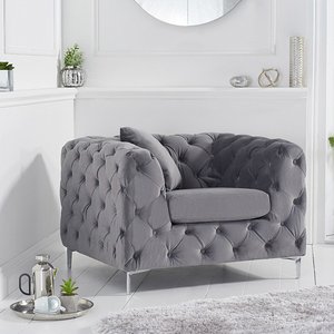 View Alara light grey velvet armchair View Alara light grey velvet armchair