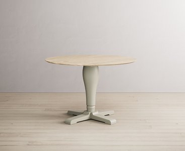 View Ancona oak and soft green painted 120cm round dining table View Ancona oak and soft green painted 120cm round dining table