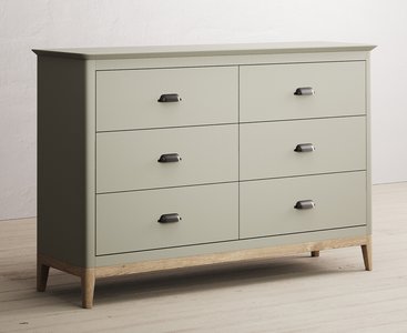 View Ancona oak and soft green painted wide chest of drawers View Ancona oak and soft green painted wide chest of drawers