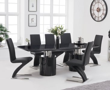 View Antonio 180cm black marble dining table with 6 black aldo chairs View Antonio 180cm black marble dining table with 6 black aldo chairs