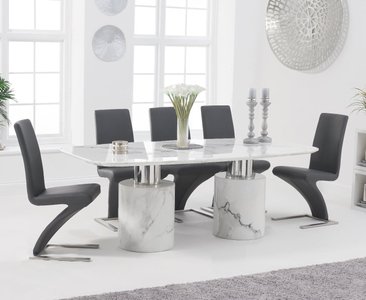 View Antonio 180cm white marble dining table with 4 white aldo chairs View Antonio 180cm white marble dining table with 4 white aldo chairs