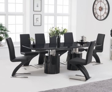 View Antonio 220cm black marble dining table with 10 black aldo chairs View Antonio 220cm black marble dining table with 10 black aldo chairs