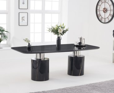 View Antonio 220cm black marble dining table View Antonio 220cm black marble dining table