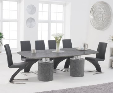 View Antonio 220cm grey marble dining table with 8 grey aldo chairs View Antonio 220cm grey marble dining table with 8 grey aldo chairs