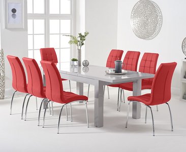 View Extending seattle 160cm light grey high gloss dining table with 10 white enzo chairs View Extending seattle 160cm light grey high gloss dining table with 10 white enzo chairs