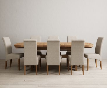 View Extending olympia 180cm solid oak dining table with 12 brown scroll back chairs View Extending olympia 180cm solid oak dining table with 12 brown scroll back chairs