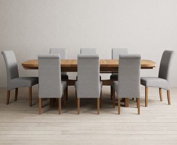 View Extending olympia 180cm solid oak dining table with 12 brown scroll back chairs View Extending olympia 180cm solid oak dining table with 12 brown scroll back chairs