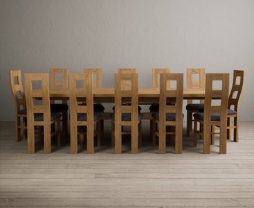 View Extending olympia 180cm solid oak dining table with 12 oak natural chairs View Extending olympia 180cm solid oak dining table with 12 oak natural chairs