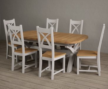View Extending olympia 180cm oak and signal white painted dining table with 12 linen painted chairs View Extending olympia 180cm oak and signal white painted dining table with 12 linen painted chairs