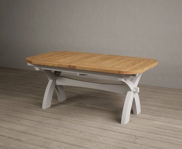 View Extending olympia 180cm oak and soft white painted dining table View Extending olympia 180cm oak and soft white painted dining table