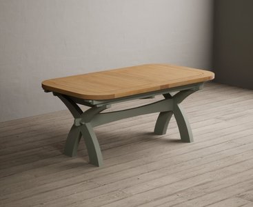 View Extending olympia 180cm oak and soft green painted dining table View Extending olympia 180cm oak and soft green painted dining table