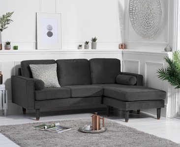 View Bailey grey velvet 3 seater reversible chaise sofa View Bailey grey velvet 3 seater reversible chaise sofa