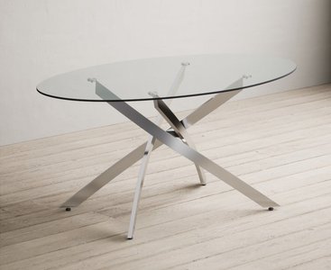 View Bernini 165cm oval glass dining table View Bernini 165cm oval glass dining table