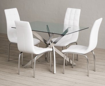 View Bernini 120cm rectangular glass dining table with 6 red enzo chairs View Bernini 120cm rectangular glass dining table with 6 red enzo chairs