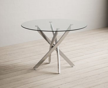 View Bernini 110cm glass dining table View Bernini 110cm glass dining table