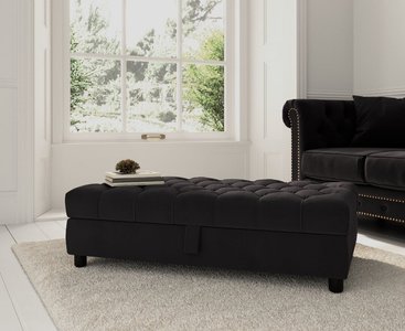 View Mayfair black velvet storage footstool View Mayfair black velvet storage footstool