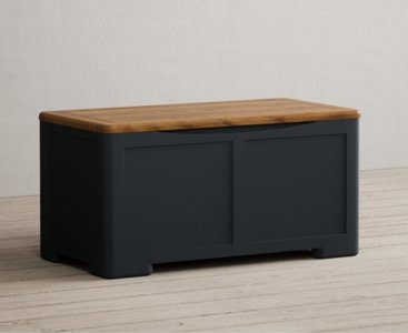 View Pembridge oak and dark blue painted blanket box View Pembridge oak and dark blue painted blanket box