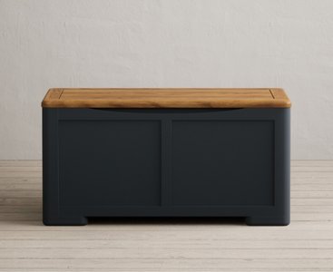View Pembridge oak and dark blue painted blanket box View Pembridge oak and dark blue painted blanket box