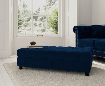 View Mayfair blue velvet storage footstool View Mayfair blue velvet storage footstool