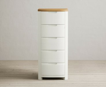 View Bradwell oak and signal white painted 5 drawer tallboy View Bradwell oak and signal white painted 5 drawer tallboy