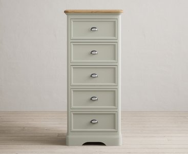 View Brampton soft green painted 5 drawer tallboy View Brampton soft green painted 5 drawer tallboy
