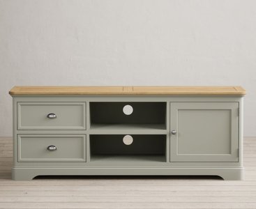View Brampton soft green painted super wide tv cabinet View Brampton soft green painted super wide tv cabinet