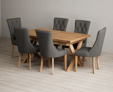 View Extending buckley 160cm solid oak dining table with 10 grey beatrix chairs View Extending buckley 160cm solid oak dining table with 10 grey beatrix chairs