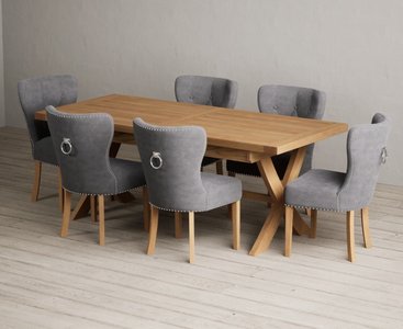 View Extending buckley 200cm solid oak dining table with 10 grey keswick chairs View Extending buckley 200cm solid oak dining table with 10 grey keswick chairs