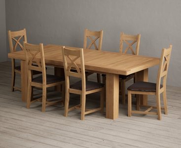 View Extending callington 230cm oak dining table with 10 blue natural solid oak chairs View Extending callington 230cm oak dining table with 10 blue natural solid oak chairs