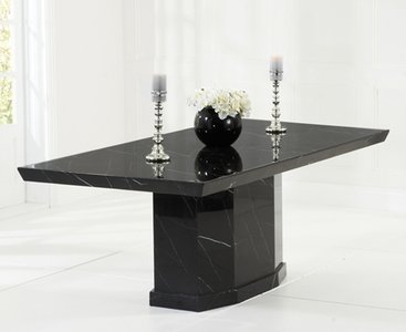 View Carvelle 200cm black pedestal marble dining table View Carvelle 200cm black pedestal marble dining table