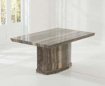View Carvelle 160cm brown pedestal marble dining table View Carvelle 160cm brown pedestal marble dining table