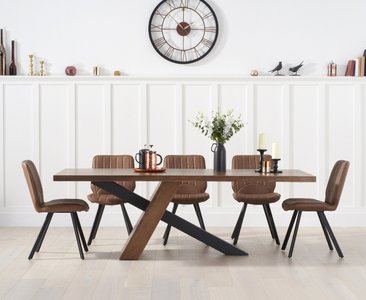 View Michigan 180cm rustic oak and metal black leg industrial dining table with 8 grey hendrick chairs View Michigan 180cm rustic oak and metal black leg industrial dining table with 8 grey hendrick chairs