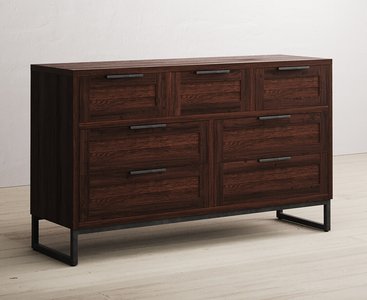 View Dakota dark acacia and metal wide chest of drawers View Dakota dark acacia and metal wide chest of drawers