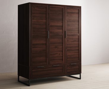 View Dakota dark acacia and metal triple wardrobe View Dakota dark acacia and metal triple wardrobe