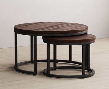 View Dakota dark acacia and metal round nest of tables View Dakota dark acacia and metal round nest of tables
