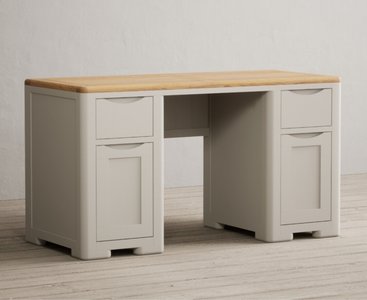 View Alba oak and soft white painted computer desk View Alba oak and soft white painted computer desk