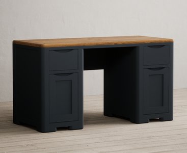 View Pembridge oak and dark blue painted computer desk View Pembridge oak and dark blue painted computer desk