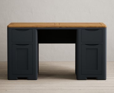 View Pembridge oak and dark blue painted computer desk View Pembridge oak and dark blue painted computer desk