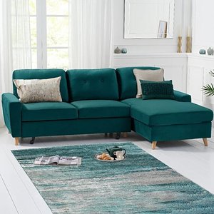 View Florence right facing chaise sofa bed in green velvet View Florence right facing chaise sofa bed in green velvet