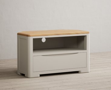 View Alba oak and soft white painted corner tv cabinet View Alba oak and soft white painted corner tv cabinet