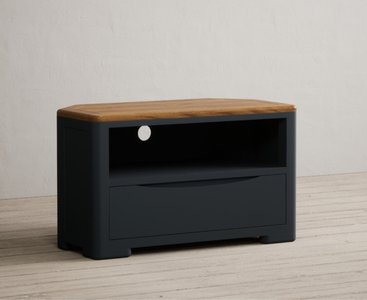 View Pembridge oak and dark blue painted corner tv cabinet View Pembridge oak and dark blue painted corner tv cabinet