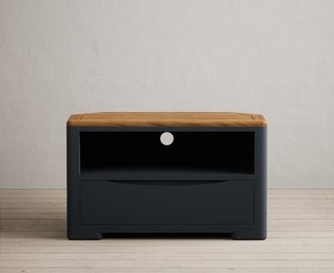 View Pembridge oak and dark blue painted corner tv cabinet View Pembridge oak and dark blue painted corner tv cabinet