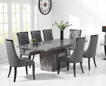 View Crema 220cm grey marble dining table with 8 grey francesca chairs View Crema 220cm grey marble dining table with 8 grey francesca chairs