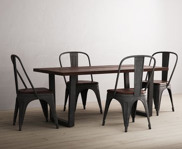 View Dakota 190cm dark acacia and metal dining table with 4 rustic dakota chairs View Dakota 190cm dark acacia and metal dining table with 4 rustic dakota chairs